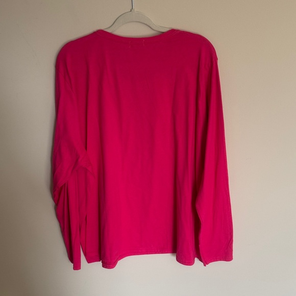Hanes Women Long Sleeve Scoop Neck Tee - Fuchsia Pink - Picture 3 of 3